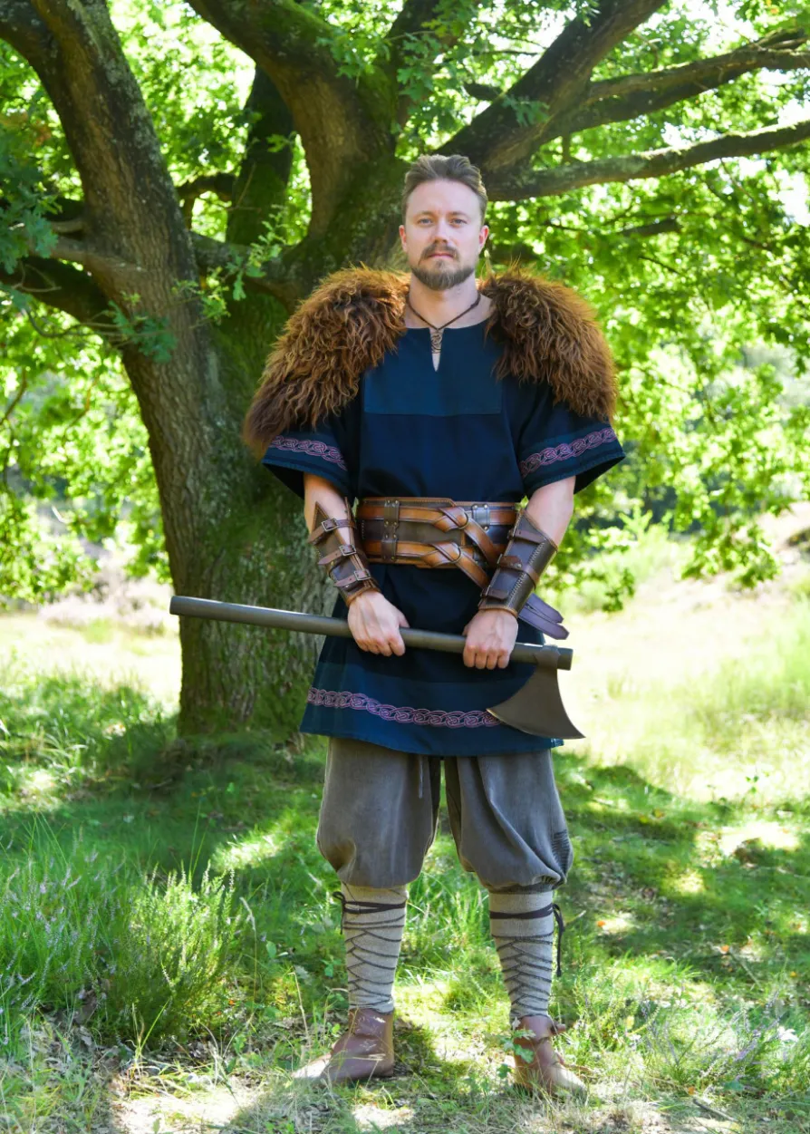 Mittelalter Tunika Egil mit Stickerei, Used-Look, blau