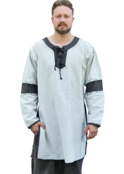 Mittelalter Tunika Sigval, Materialmix, Used-Look, grau