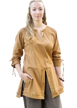 Mittelalter Tunika Yrsa, Used-Look, beigebraun