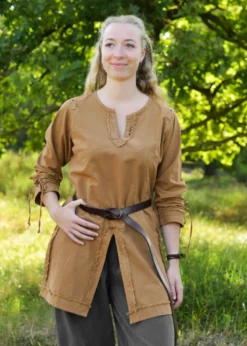 Mittelalter Tunika Yrsa, Used-Look, beigebraun