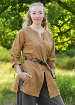 Mittelalter Tunika Yrsa, Used-Look, beigebraun