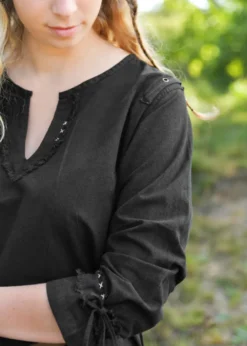 Mittelalter Tunika Yrsa, Used-Look, schwarz