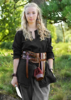 Mittelalter Tunika Yrsa, Used-Look, schwarz