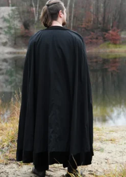 Mittelalter Umhang mit Samt-Besatz, schwarz
