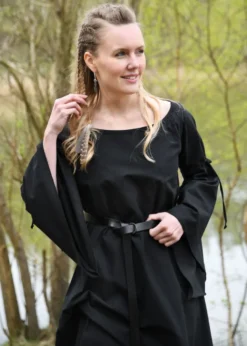 Mittelalter-Unterkleid Burglinde mit Trompetenärmeln, schwarz