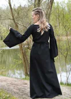 Mittelalter-Unterkleid Burglinde mit Trompetenärmeln, schwarz