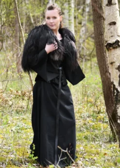 Mittelalter-Unterkleid Burglinde mit Trompetenärmeln, schwarz