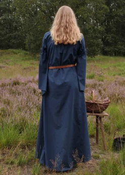 Mittelalter-Unterkleid Burglinde mit Trompetenärmeln, blau