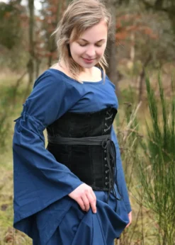 Mittelalter-Unterkleid Burglinde mit Trompetenärmeln, blau