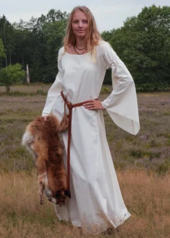 Mittelalter-Unterkleid Burglinde mit Trompetenärmeln, natur
