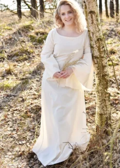 Mittelalter-Unterkleid Burglinde mit Trompetenärmeln, natur