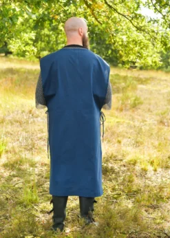 Mittelalter Wappenrock mit Streifen, blau - gelb