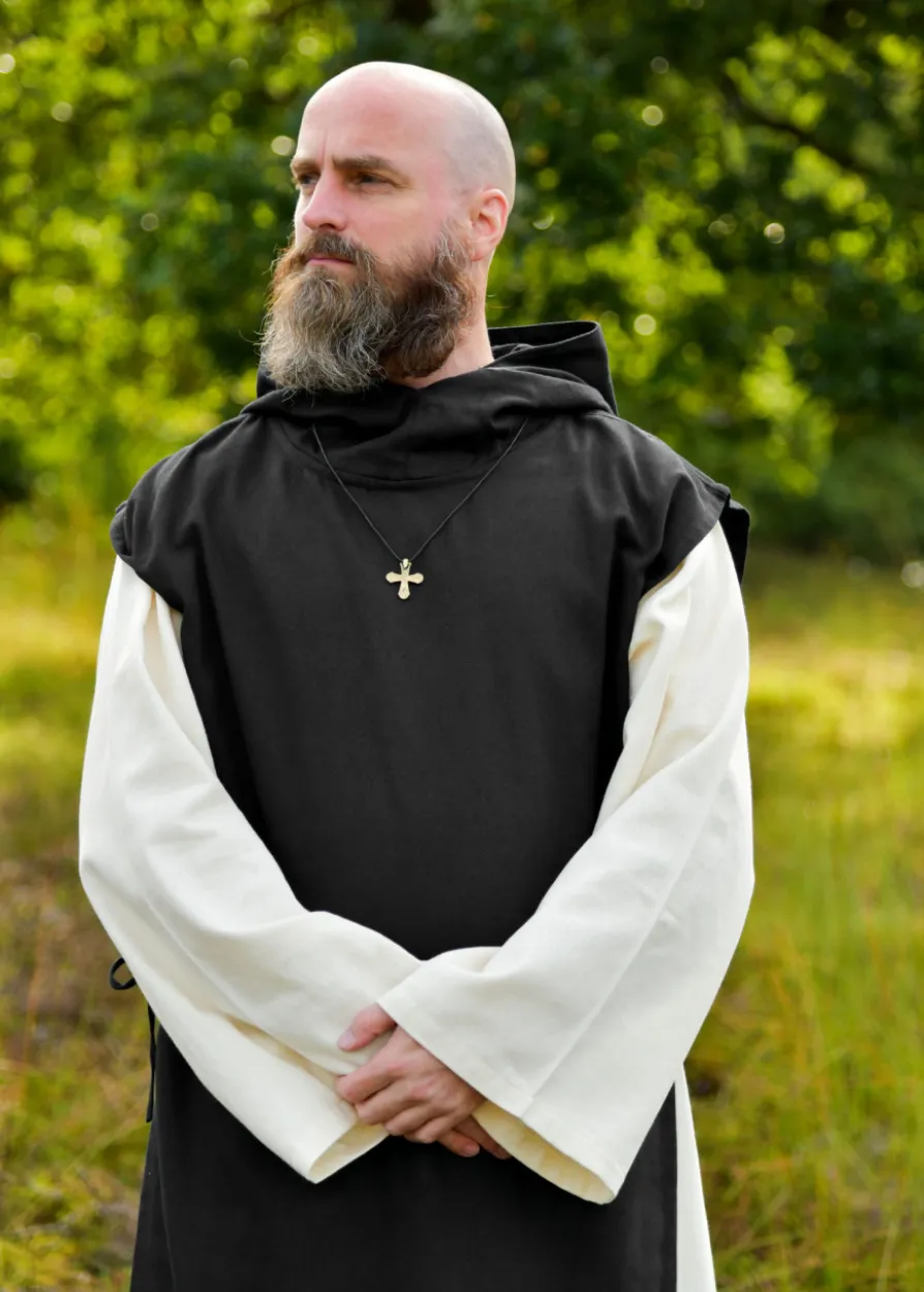 Mönchskutte Anselm, 2-in-1, natur - schwarz