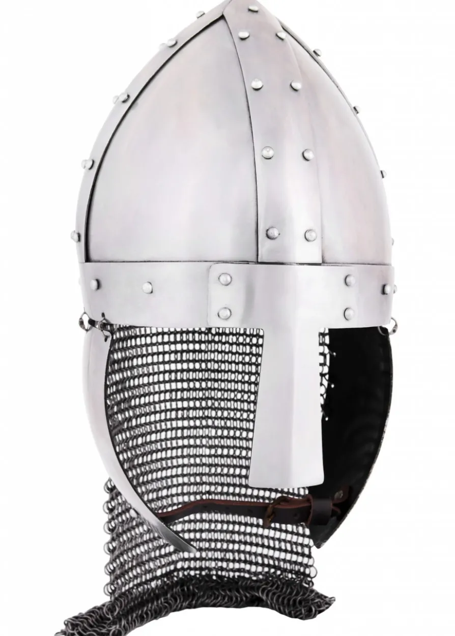 Nasalhelm mit Wangenklappen und Brünne, 2 mm Stahl