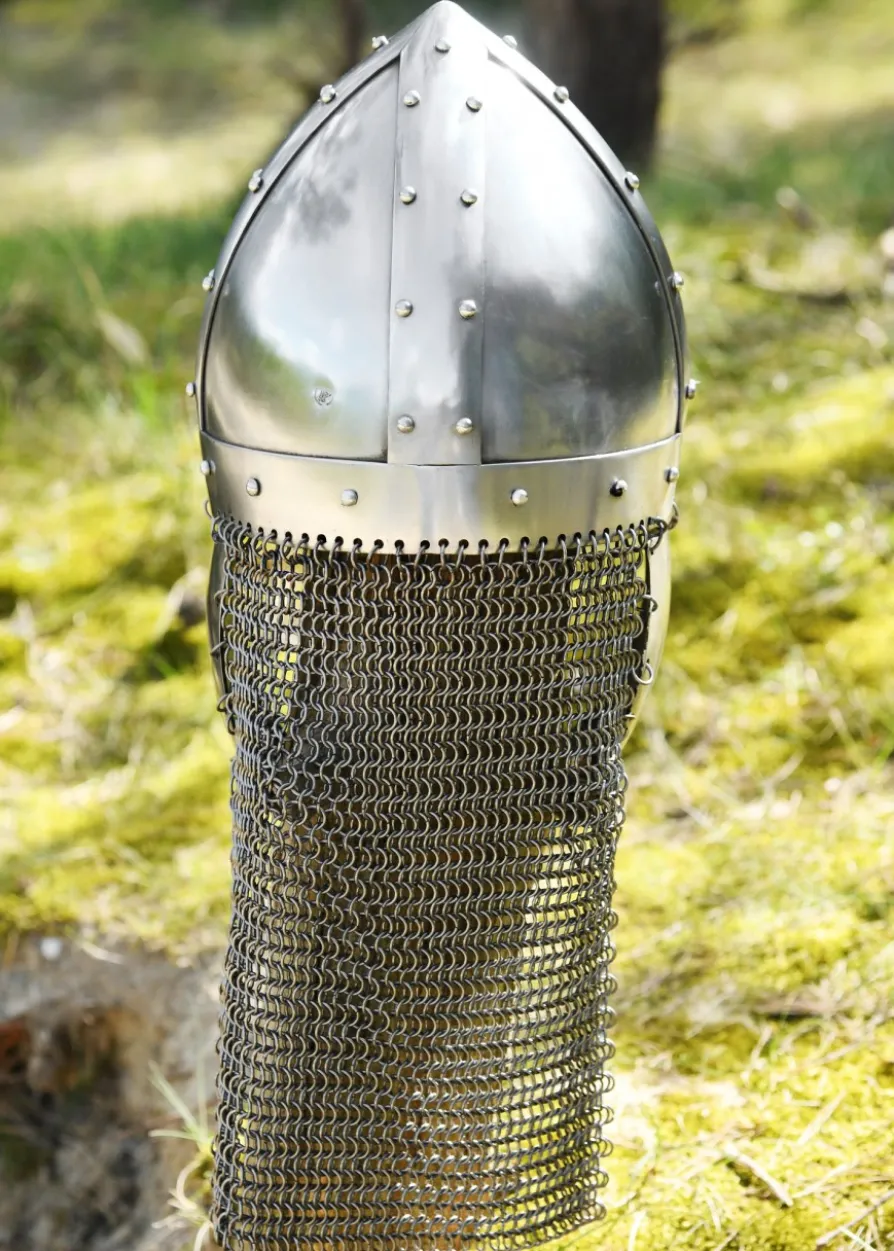 Nasalhelm mit Wangenklappen und Brünne, 2 mm Stahl
