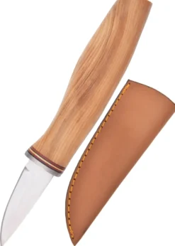Nordisches Schnitzmesser aus 440er Edelstahl mit Lederscheide