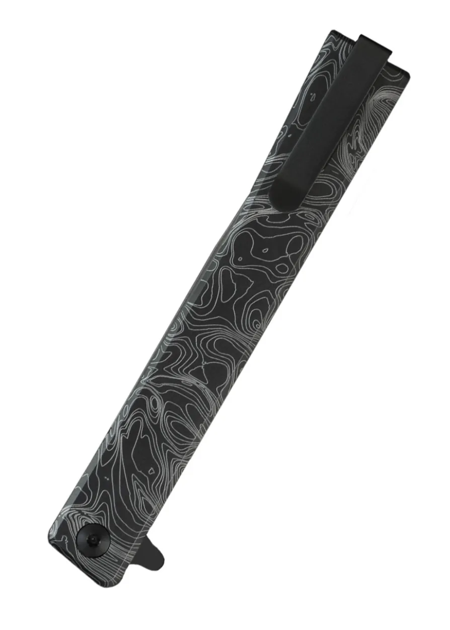 Ocaso Knives SOLSTICE ENGRAVED TITANIUM, BLACK, TOPO PATTERN, Taschenmesser