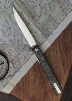 Ocaso Knives, Solstice engraved Titanium, satin, Topo Pattern, Taschenmesser