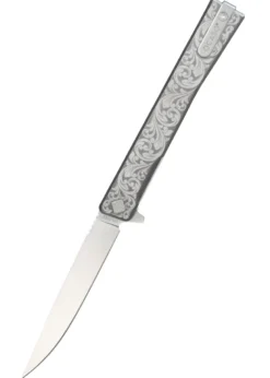 Ocaso Knives, SOLSTICE ENGRAVED TITANIUM, SATIN, SCROLL, Taschenmesser