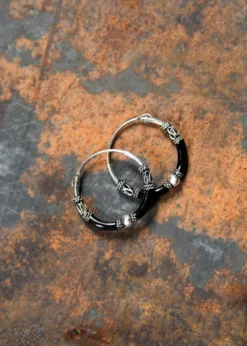 Ohrringe aus Silber, Creolen, Schwarz, Paar