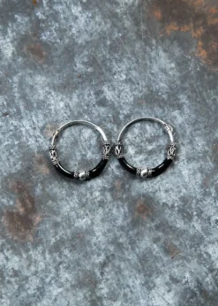 Ohrringe aus Silber, Creolen, Schwarz, Paar