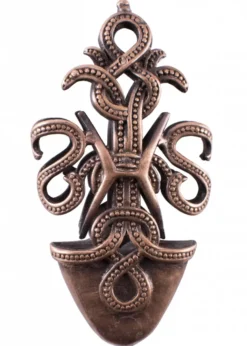 Ortblech für Wikinger-Schwertscheide, Schlangenmotiv, Bronze