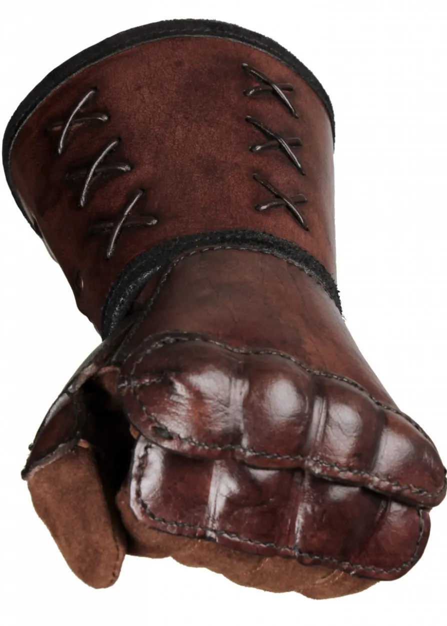Panzerhandschuh aus Leder, Linke Hand