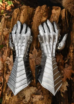 Plattenhandschuhe, blank, vernietet und vernäht