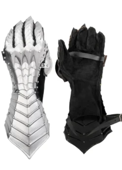 Plattenhandschuhe, blank, vernietet und vernäht, mit Mängeln