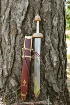 Pompeji Gladius mit dunkler Scheide und Riemen