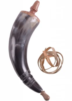 Pulverhorn mit Lederriemen
