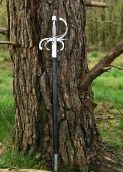 Renaissance Rapier mit geschwungenem Parier mit Lederscheide