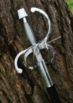 Renaissance Rapier mit geschwungenem Parier mit Lederscheide