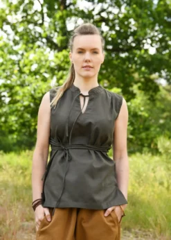 Ärmellose Mittelalter-Bluse Levke, olivgrün