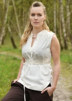 Ärmellose Mittelalter-Bluse Levke, natur