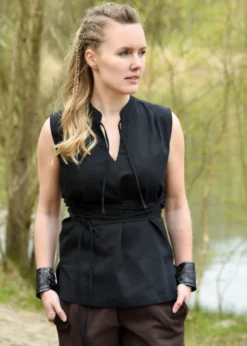 Ärmellose Mittelalter-Bluse Levke, schwarz