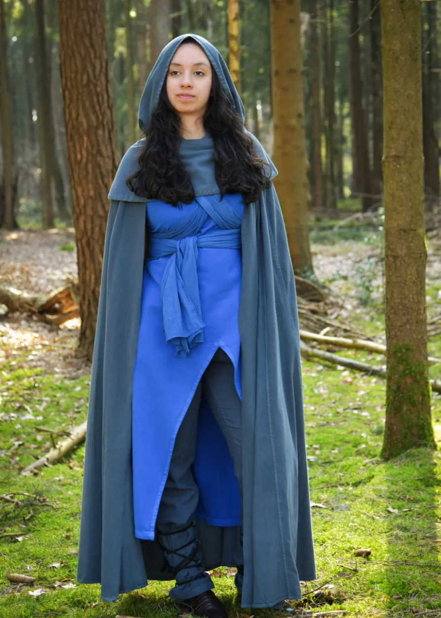 Ärmelloses Kleid Ilora mit Schal/Gürtel, kornblumenblau