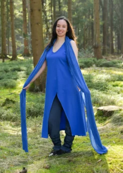Ärmelloses Kleid Ilora mit Schal/Gürtel, kornblumenblau