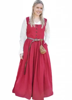 Ärmelloses Mittelalterkleid, Trägerkleid Lene, rot