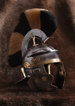 Römerhelm Imperial Gallic -G- Weisenau aus Stahl mit Helmbusch