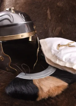 Römerhelm Imperial Gallic -G- Weisenau aus Stahl mit Helmbusch