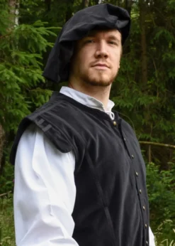 Samt Doublet Victor mit Metallknöpfen, schwarz
