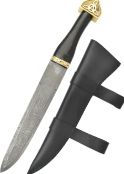 Sax aus Damaszenerstahl mit schwarzer Lederscheide & Horngriff