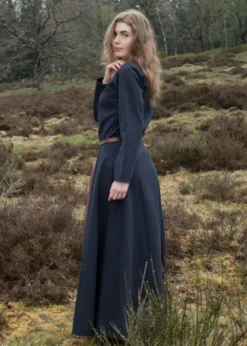 Schlichtes Mittelalterkleid Afra aus festem Canvas, dunkelblau