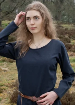 Schlichtes Mittelalterkleid Afra aus festem Canvas, dunkelblau