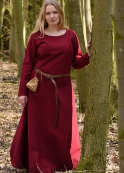 Schlichtes Mittelalterkleid Afra aus Canvas, weinrot