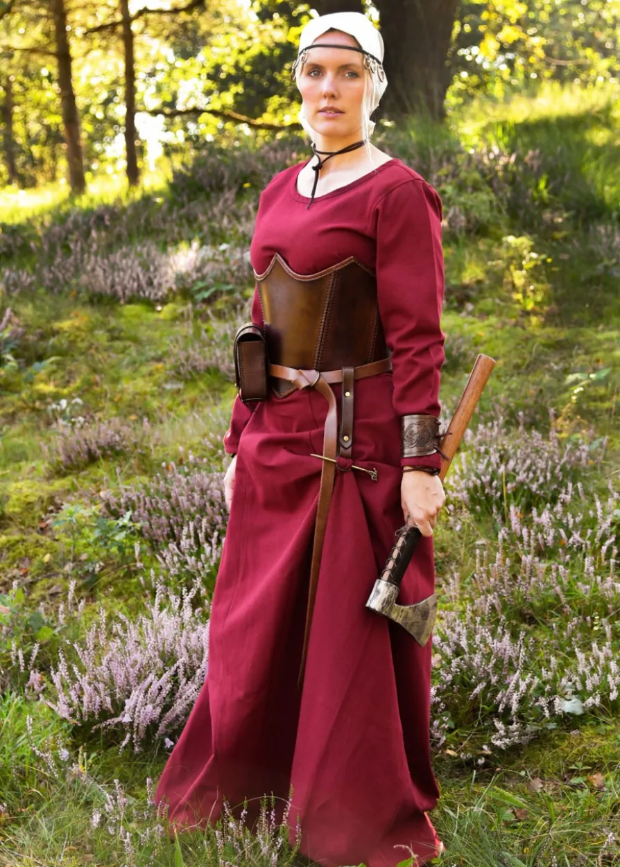 Schlichtes Mittelalterkleid Afra aus Canvas, weinrot