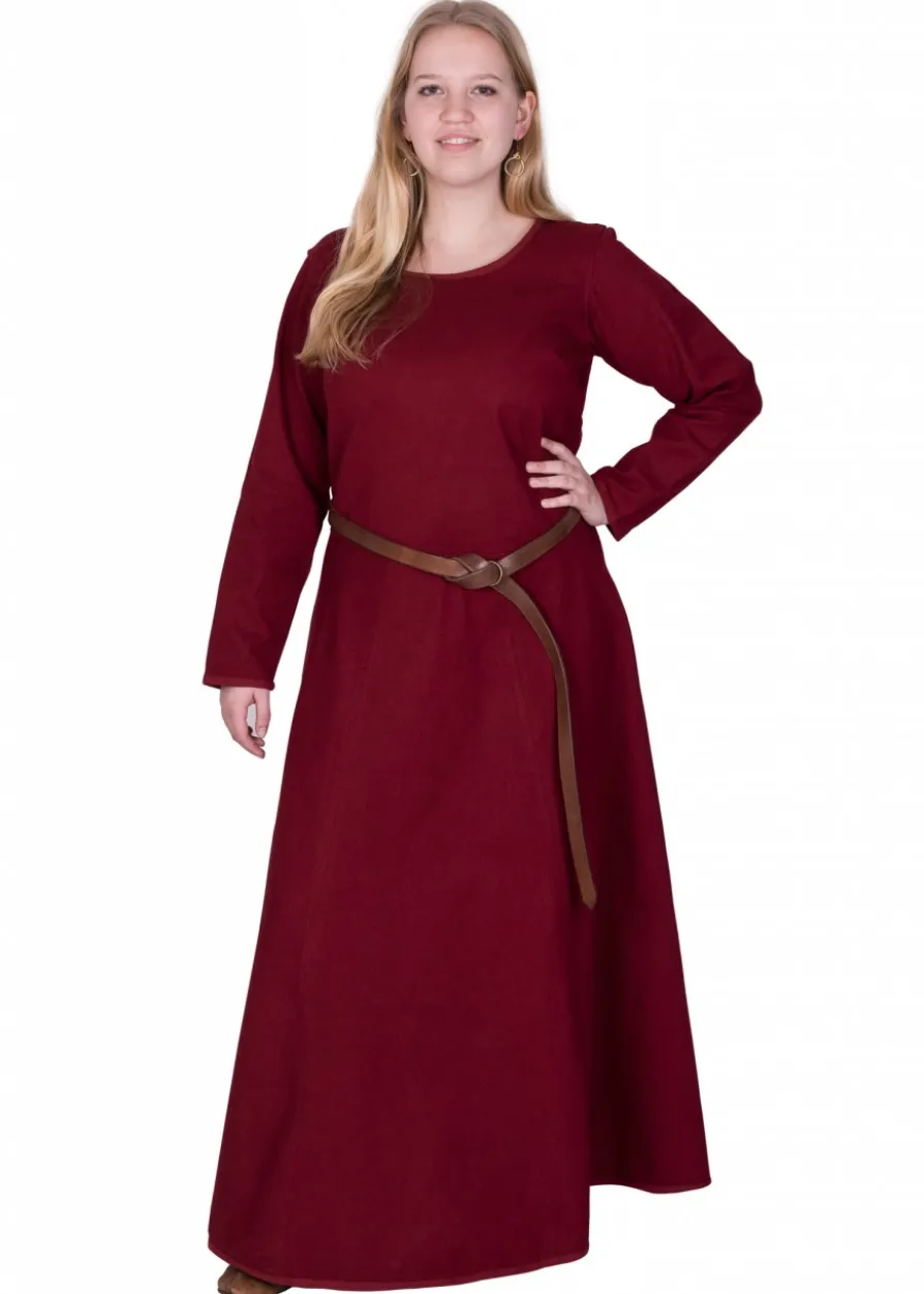 Schlichtes Mittelalterkleid Afra aus Canvas, weinrot