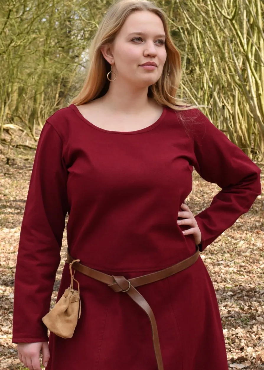 Schlichtes Mittelalterkleid Afra aus Canvas, weinrot