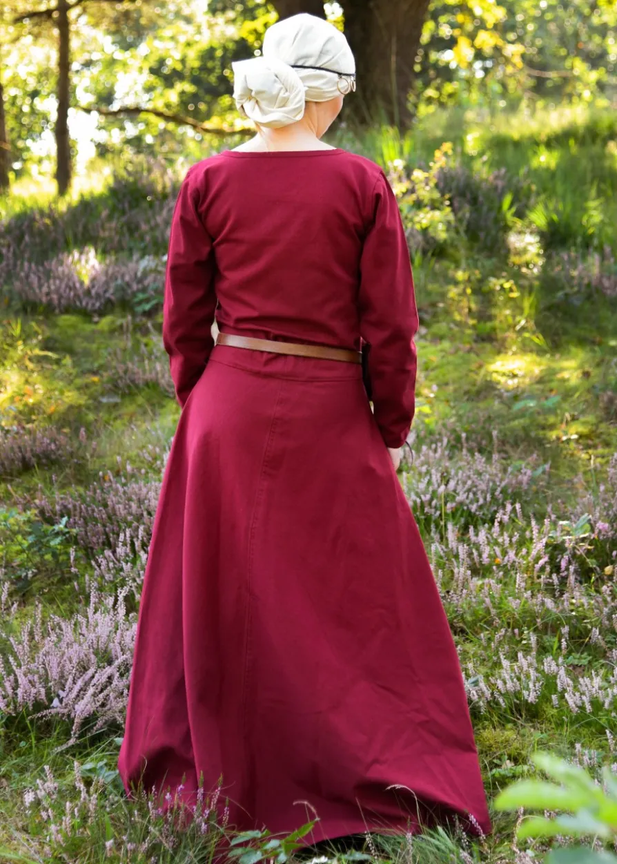 Schlichtes Mittelalterkleid Afra aus Canvas, weinrot